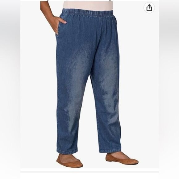 Kikit Womens Average Fit Elastic Waist Denim Jeans 100% Cotton Blue Size XL - Picture 4 of 14